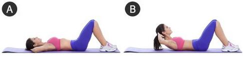 The girl performs an exercise twisting